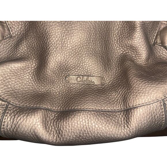 Cole Haan Leather Denney Shoulder Slouchy Hobo Bag Metallic Silver - Picture 6 of 12